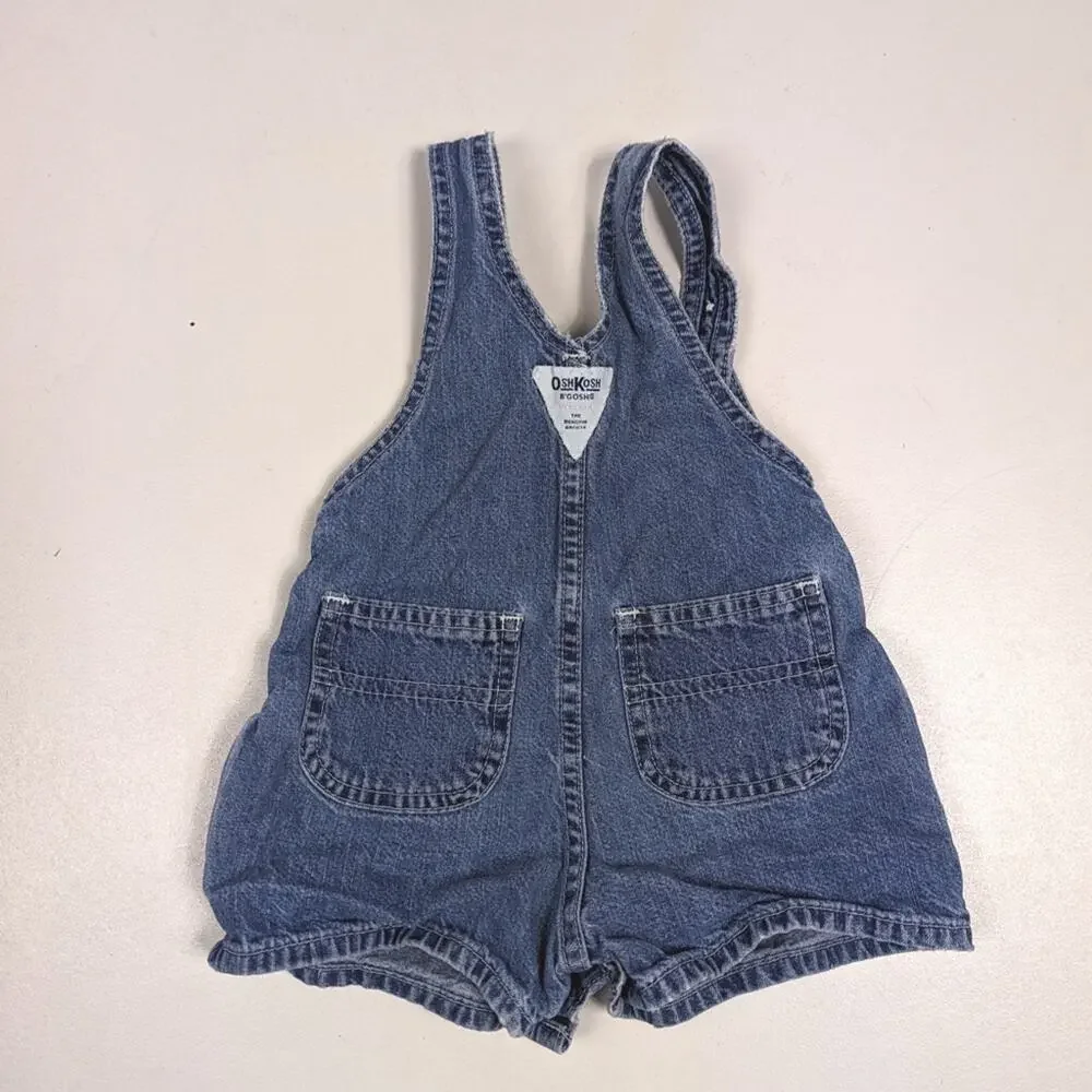 Vtg Oshkosh Bgosh Shortalls Baby Girls Sz 3-6m Denim Classic Staple